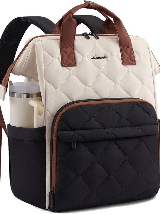 Handbags - Laptop Backpack for Women, 15.6 inch Work Travel Backpack Purse, Puffer Quilted